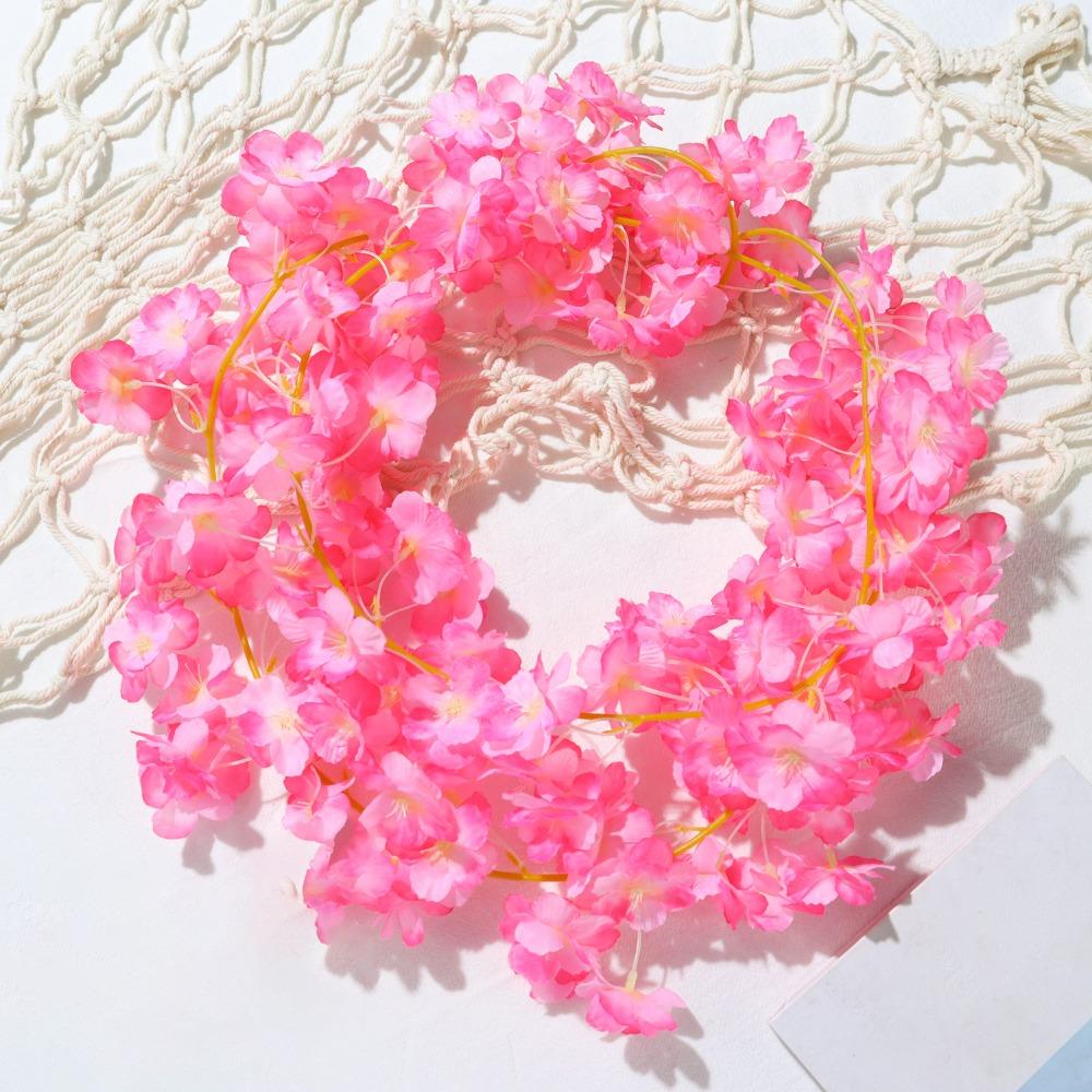 Pink Sakura Artificial Flower Garland 180CM Silk Cherry Blossom New Hanging Vine  Party Decor