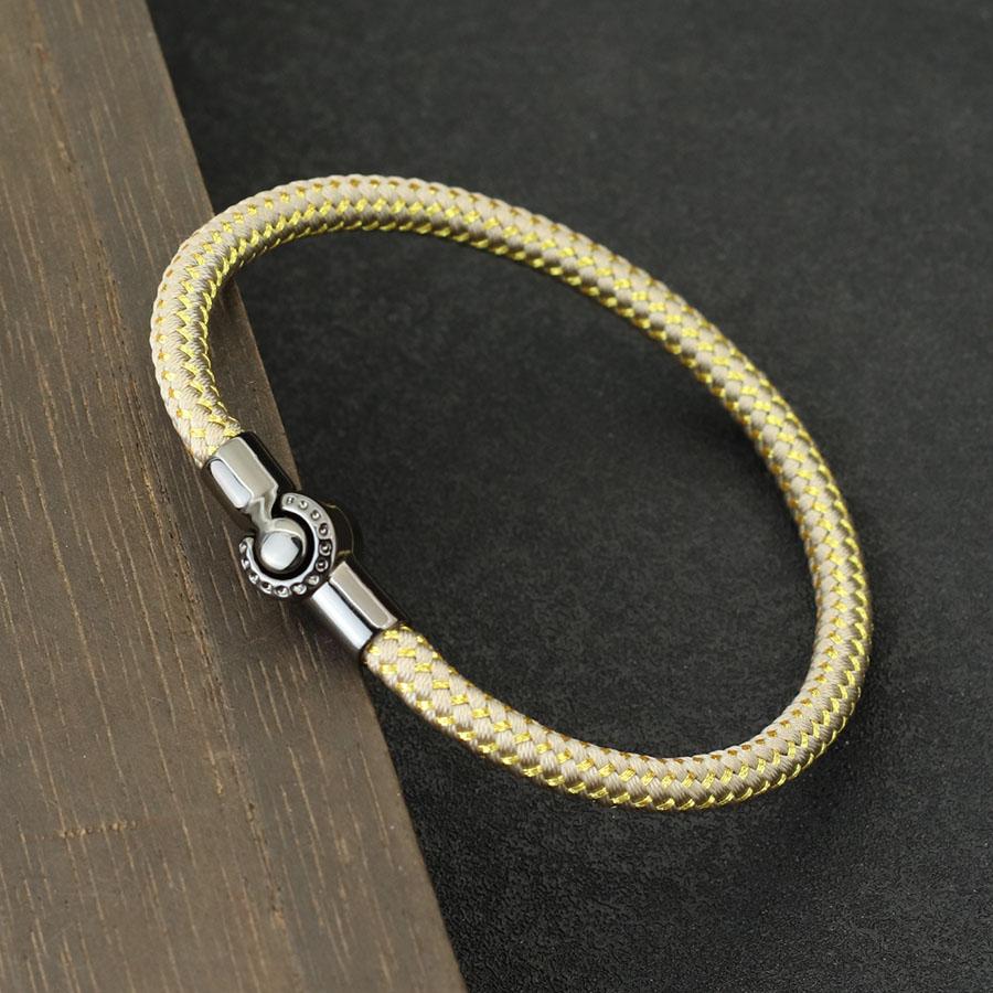 

Outdoor Sports Cycling Mens Rope Bracelet Black Magnet Buckle Wrap Bangle Pulseira Corda Masculina Pulceras Hombres Elegante XL 21.5cm 8.5Inch