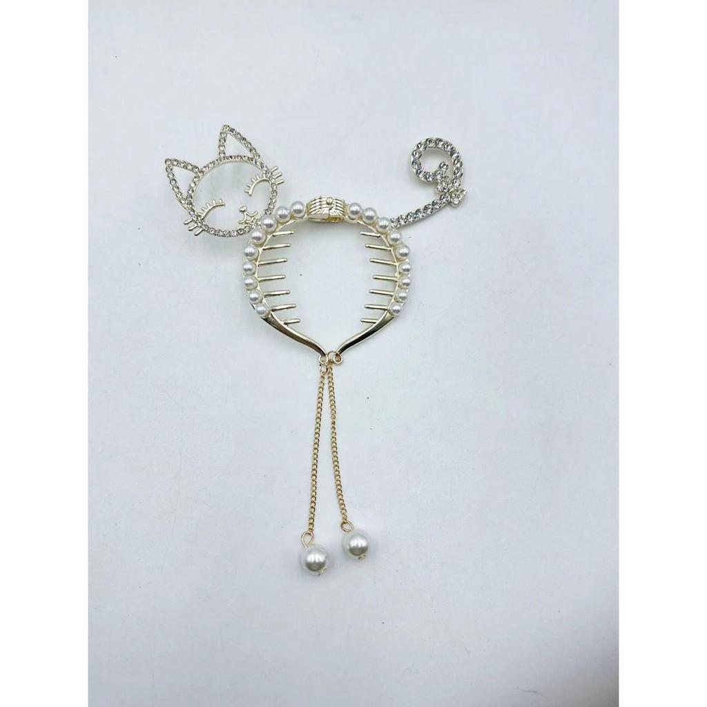 1Pcs Fashion Cute Little Cat Pearl Card Ventilation Hair Claws For Women Hair Accessories