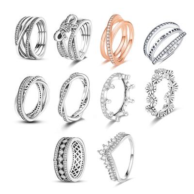 Anelli alla moda Cuore infinito Margherita Corona di fiori Anello scintillante a forma di cuore d'amore per anello di gioielli da donna Regalo di anniversario