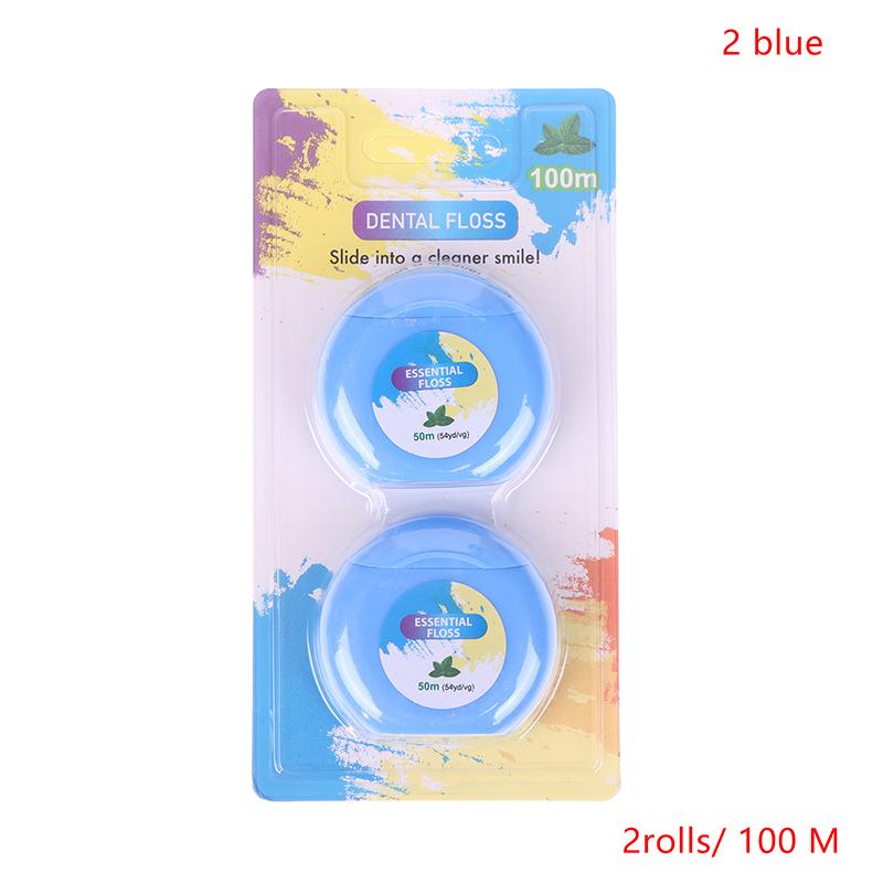2Roll Portable 50M Dental Flosser Oral Care Essential Floss Toothpicks Dentistry Floss With Case Dental Hygiene Teeth Clean Tool
