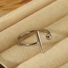 Creative Stainless Steel Rectangular Geometric Adjustable Rings for Women Luxury Metal U-Shaped Line Hollow Ring Party Jewelry