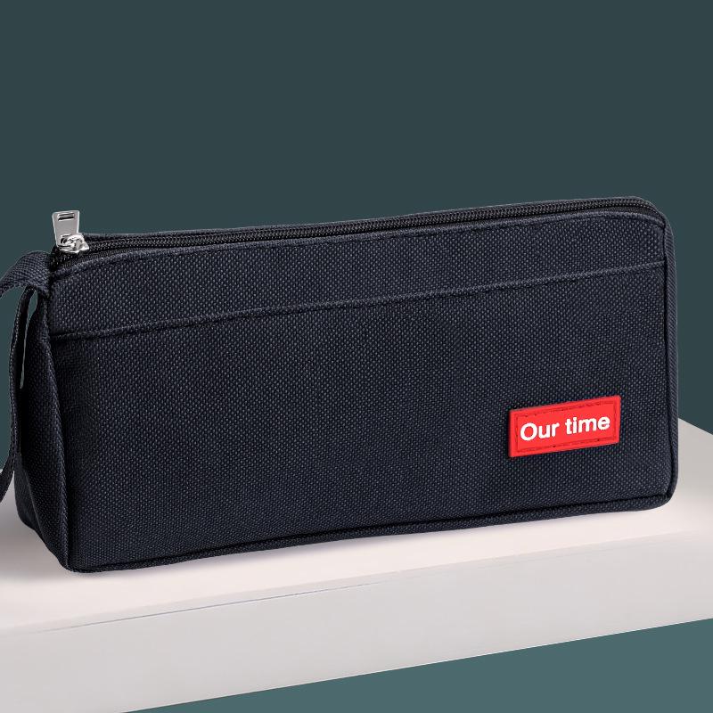 Japanese-Style Canvas Pencil Case: Spacious and Simple for Boys, Junior High, and High School Students