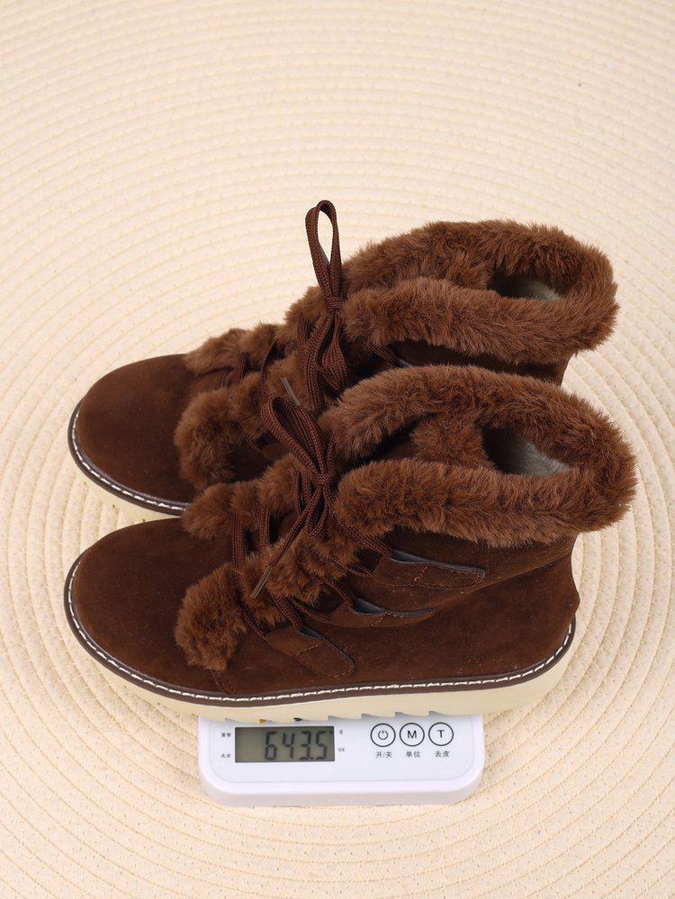 Damen Winter Schnür-Schnee- und Martin-Stiefel - Runde Zehenpartie, Große Größe, Kurze Baumwollstiefel