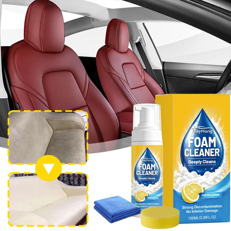 Multipurpose Foam Cleaner For Car Interior Foam Cleaner With Sponge Leather Seats White Shoes Stain Remover Non-Rinse Foam
