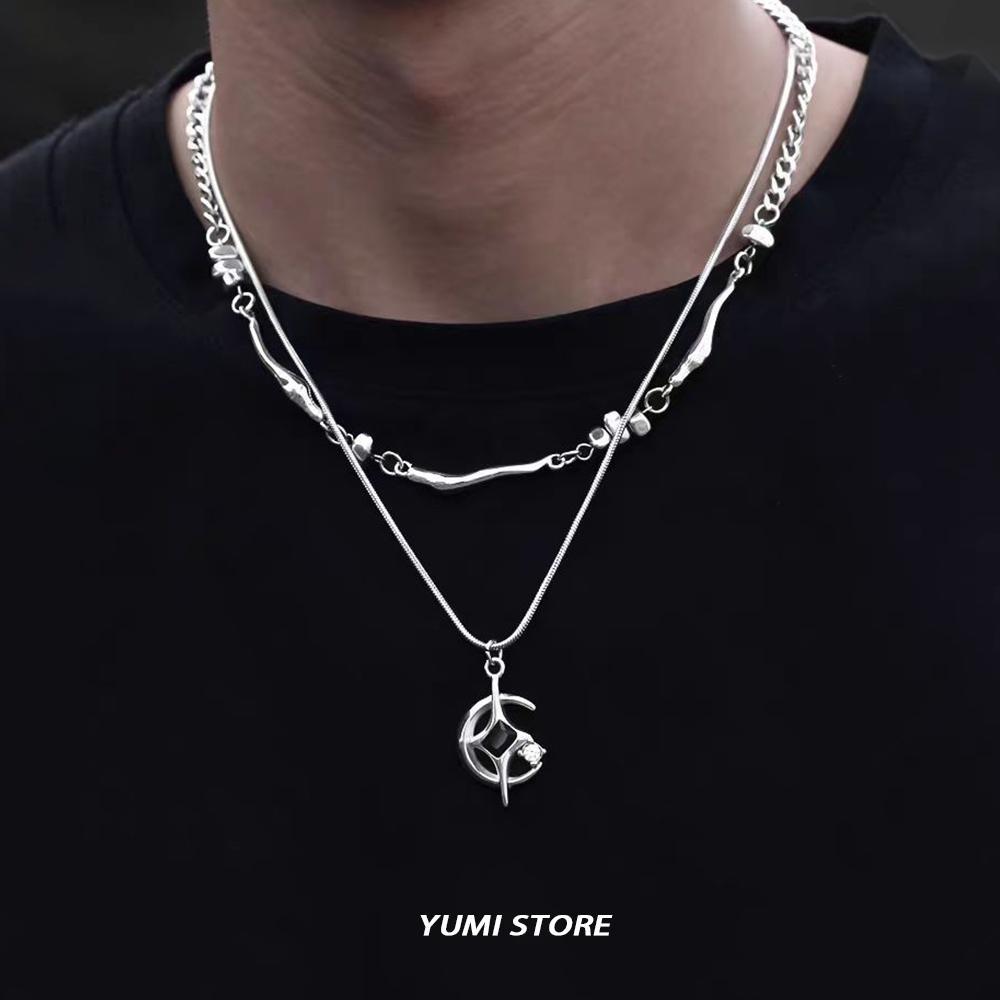 Titanium Steel Double Layer Star Cross Necklace For Man Women Luxury Design Hip Hop Clavicle Chain Fashion Wholesale