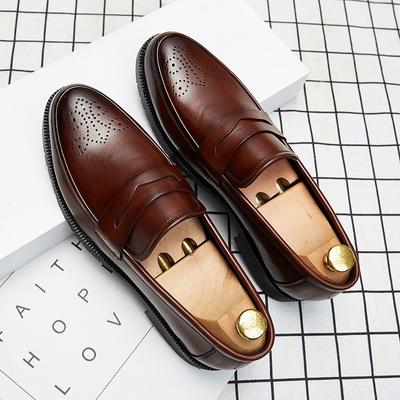 Luxury Brand Penny Loafers Men Casual Shoes Slip On Leather Dress Shoes Big Brogue Carving Loafer Driving Party