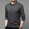 Men's Cashmere Silk Blend Lapel Long Sleeve Polo Shirt