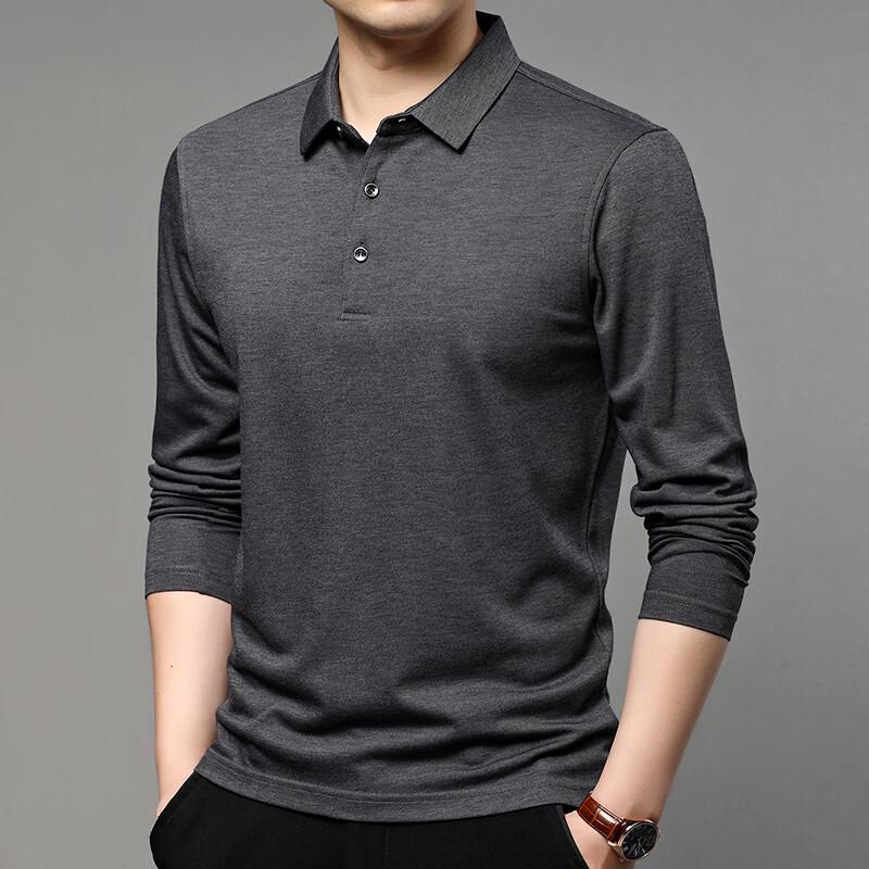 Men's Cashmere Silk Blend Lapel Long Sleeve Polo Shirt