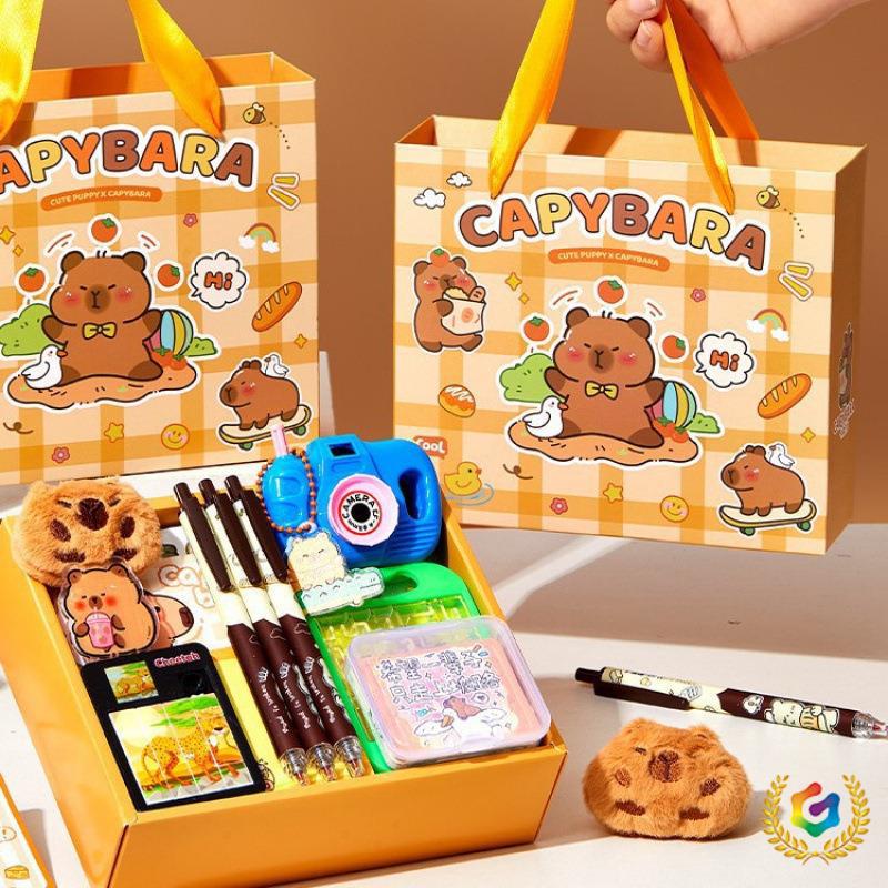 Capybara Schreibwaren Geschenkbox für Kinder: Perfekt für den Kindergarten, den Kindertag oder den Geburtstag - Ideales Geschenk für das Lernen und die Kreativität von Mädchen.