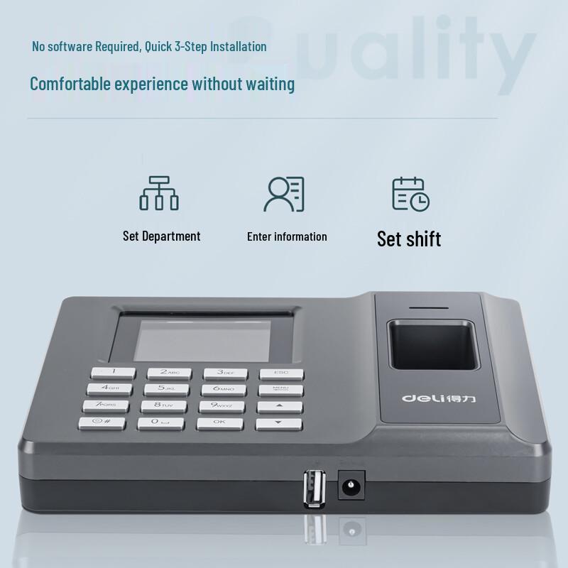 Deli 2250Z Fingerprint Time Attendance Machine CN Plug (adapter Included)