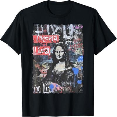 Abstrakte Graffiti-Kunst Leonardo Da Vinci Kunst Mona Lisa T-Shirt