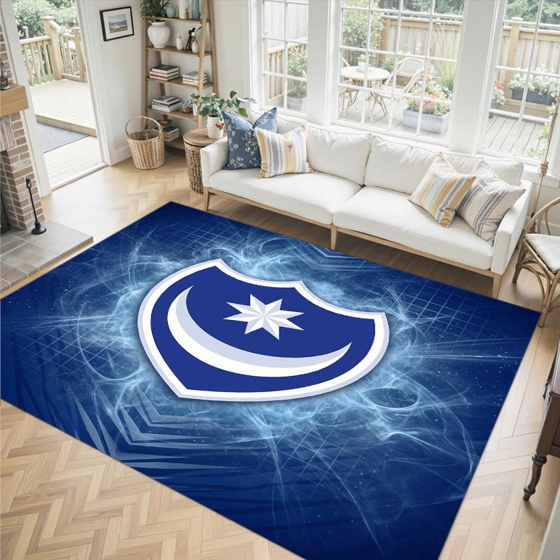 Portsmouth FC Design Crystal Velvet Carpet Cozy Non?Slip Printed Rug For Bedroom Living Room Entrance