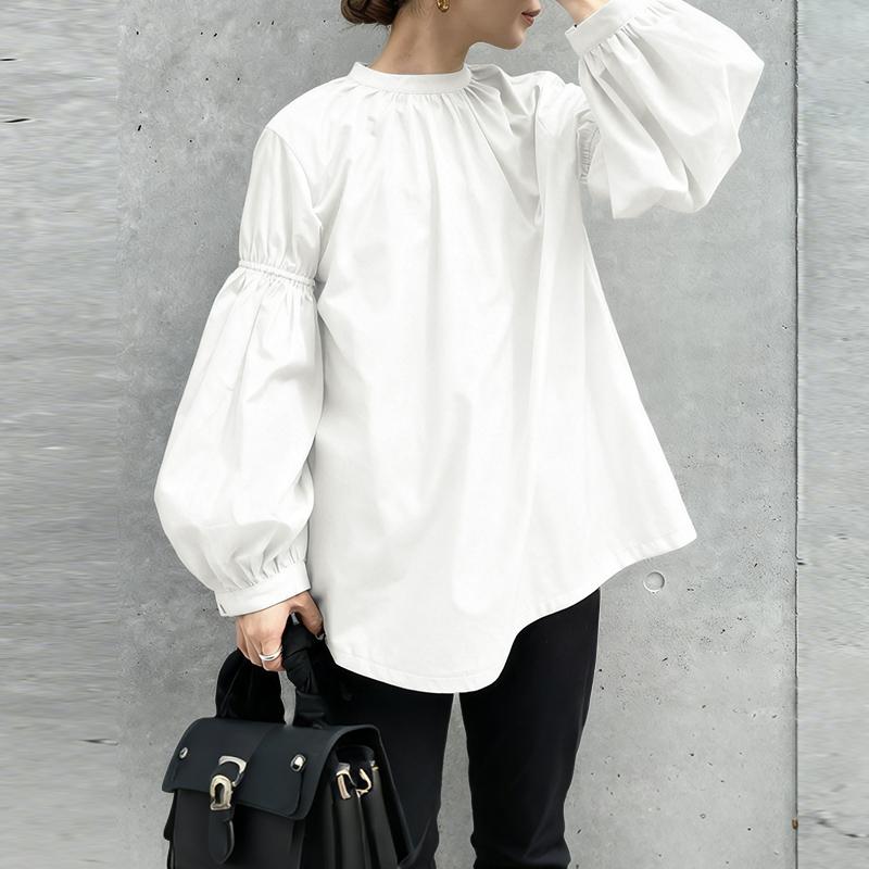 ZANZEA Women Casual Round Neck Solid Color Loose Long Sleeve Blouse