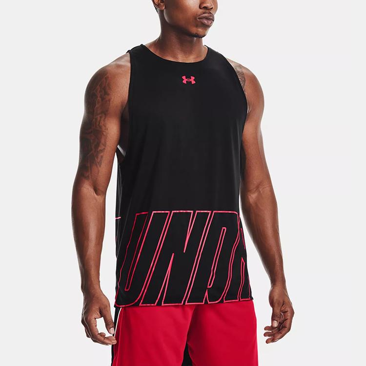Under Armour Baseline Casual Sports Breathable Basketball Loose Tank Top Men Tops Black 1361899-001