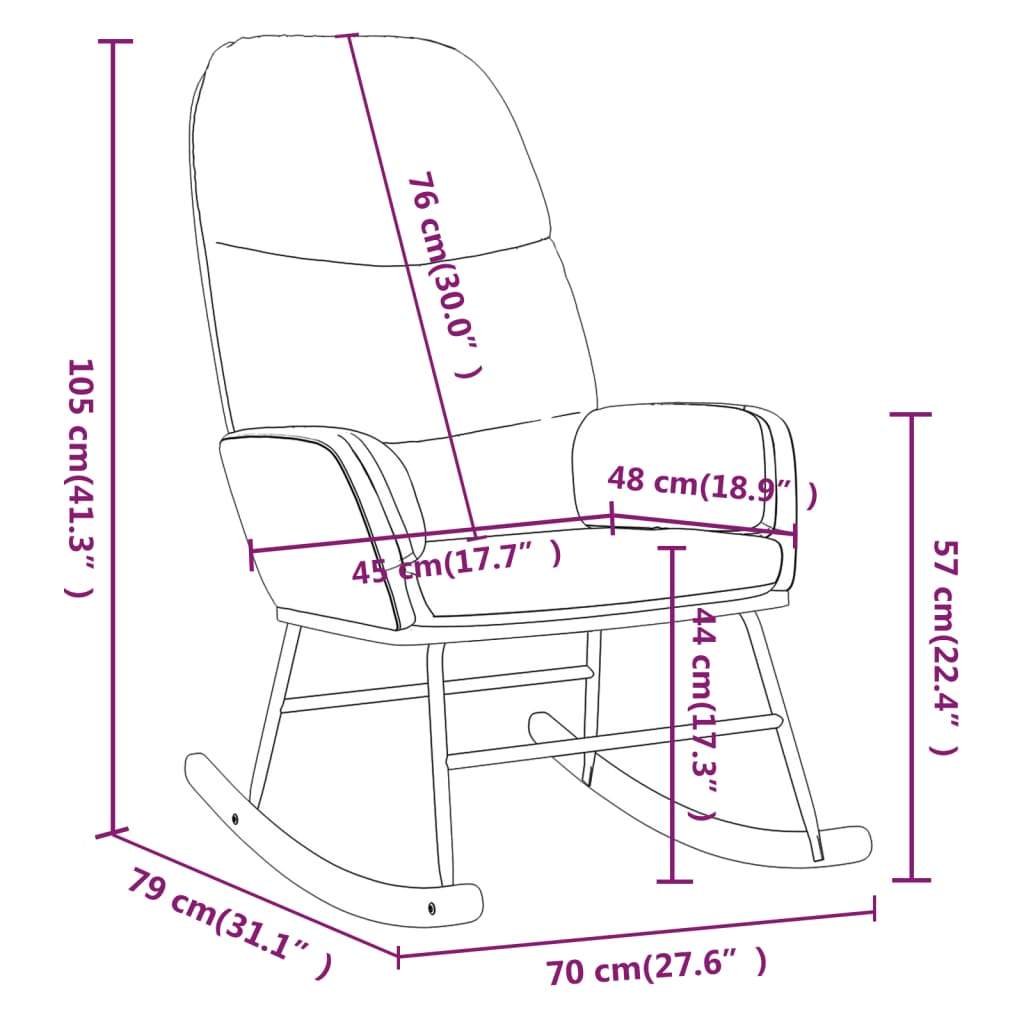 Rocking Chair with Footstool Dark Grey Fabric