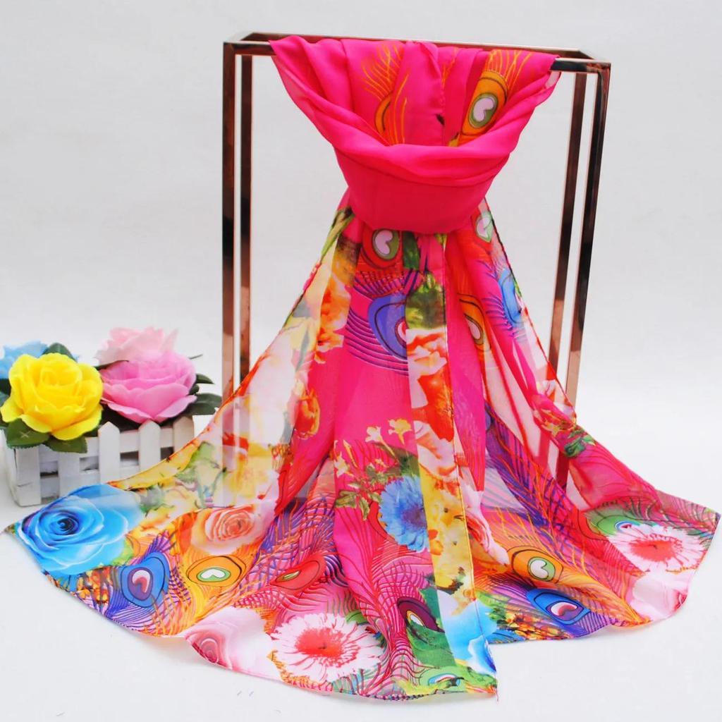 Women's Floral Silk Scarf: Spring & Autumn Sun Protection