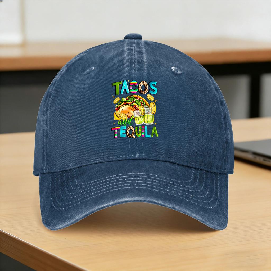 Baseball Cap Tacos and Tequila Mexican Fiesta Party Nacho Summer Street Style Trucker Hat Unisex Print Tennis Skate Baseball Caps