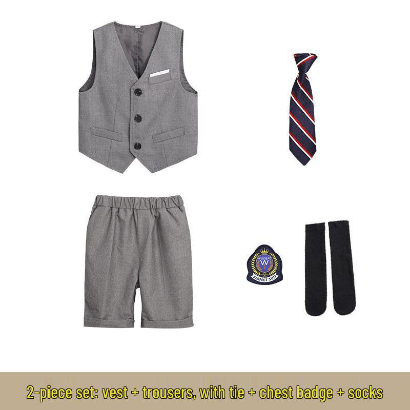 Britský styl základní školní uniforma set: Jarní/podzimní absolventský oděv pro mateřskou školu pro třídní vystoupení