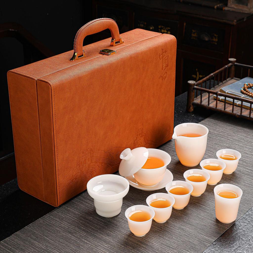 Light luxury ice jade porcelain jade tea set gift box set gift high-end merchandise business gifts merchandise souvenir gift