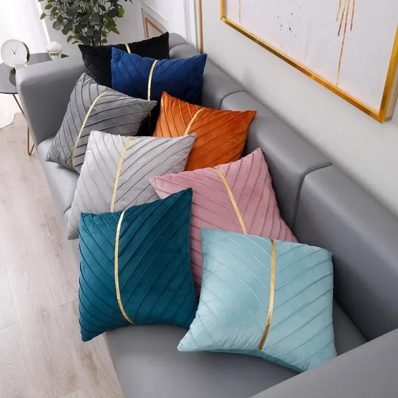 Decorative Velvet Pillow Cover Design Pleated Cushion Covers Pillowcase for Living Room Luxury High Quality Velvet Cushion Cover