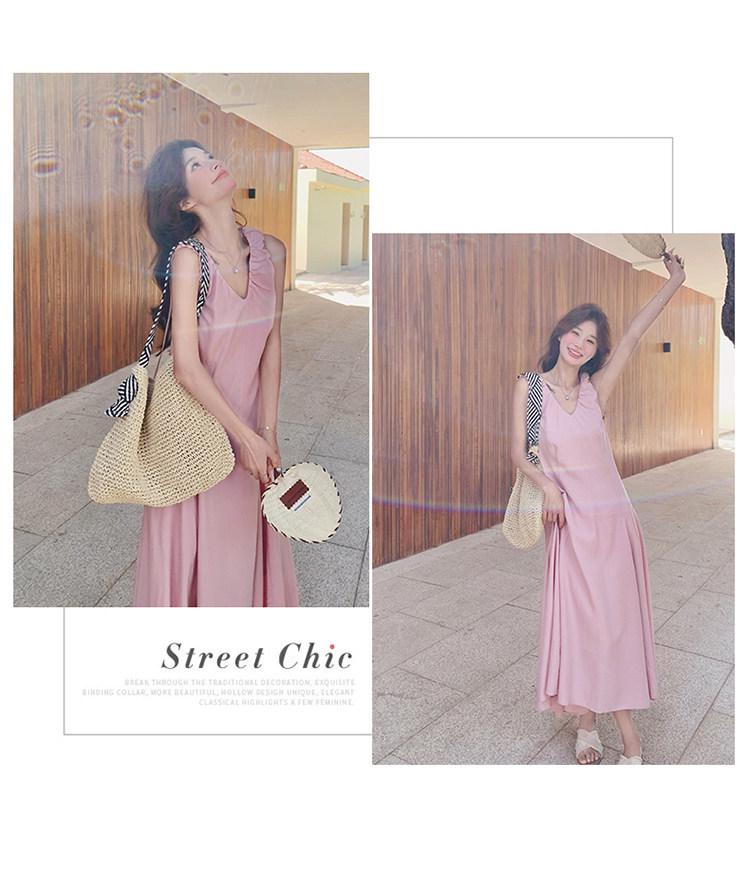 Elegant Pink Sleeveless V-Neck Summer Dress for Women - 2026 Collection
