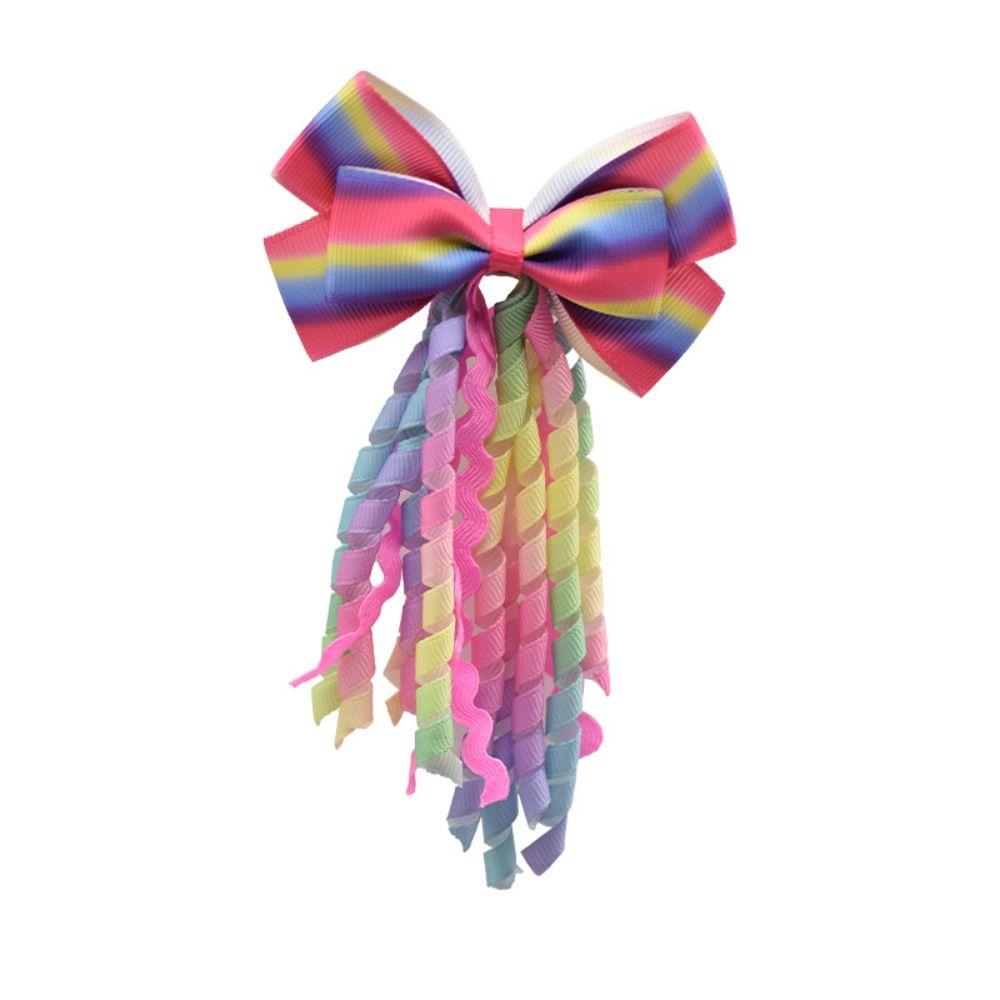 Curly Tassel Bow Hair Clip Colorful Hair Accessories New Girls Headdress  Children Kids