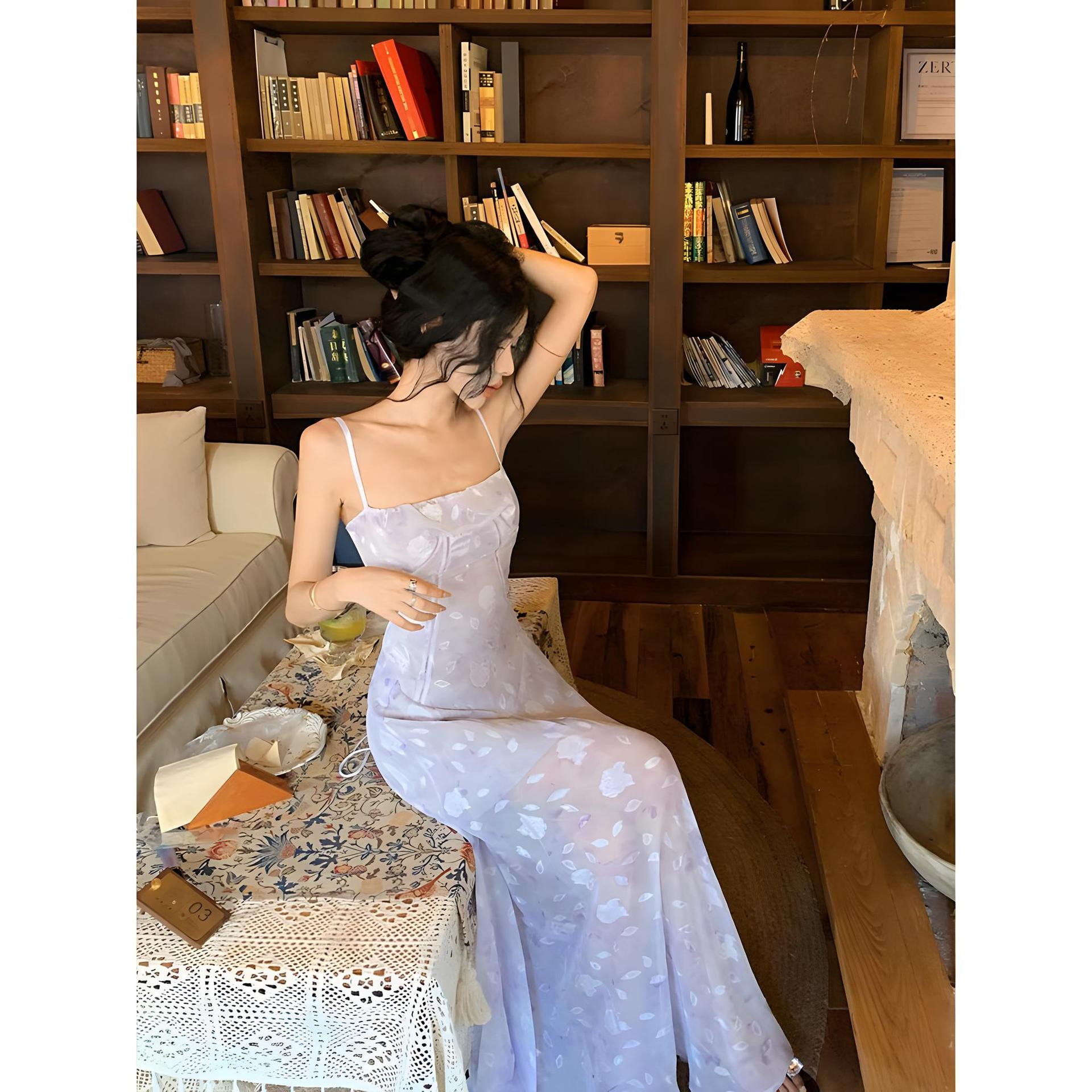 

Платье с цветочным принтом маленькое кружевное платье принцессы пачка женское летнее XL- (recommended 110-60kg) фиолетовый