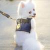 Denim Vest‑Style Pet Harness and Leash Set, Adjustable Soft Chest Harness for Small Dogs Cats, Walking Lead for Teddy Puppy