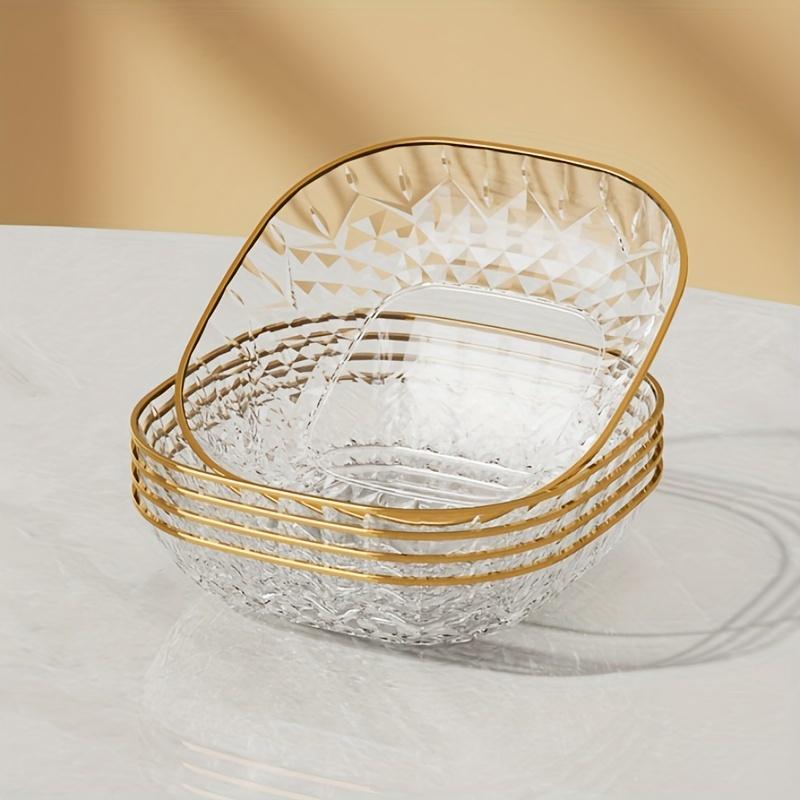 Square Trays with Golden Borders, Suitable for Serving,  Fruits, Desserts, Cakes, Snacks, Breakfast