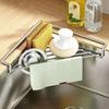Dreieckiges Spülbecken-Abtropfgestell Edelstahl Spülbecken-Caddy Organizer Abflussbar Große Kapazität Multifunktionaler Küchenspülbecken-Organizer
