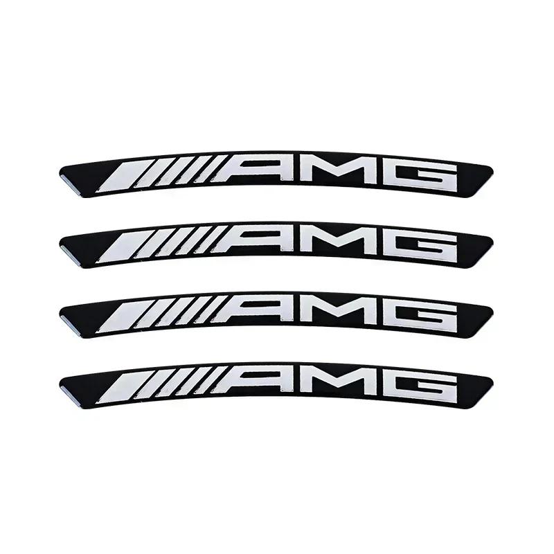 CQZ1 4pcs AMG Emblem Car Wheel Sticker Rims Cover Decal Accessories For  Mercedes Benz Brabus Smart Maybach W204 GLC CLA W205 W203