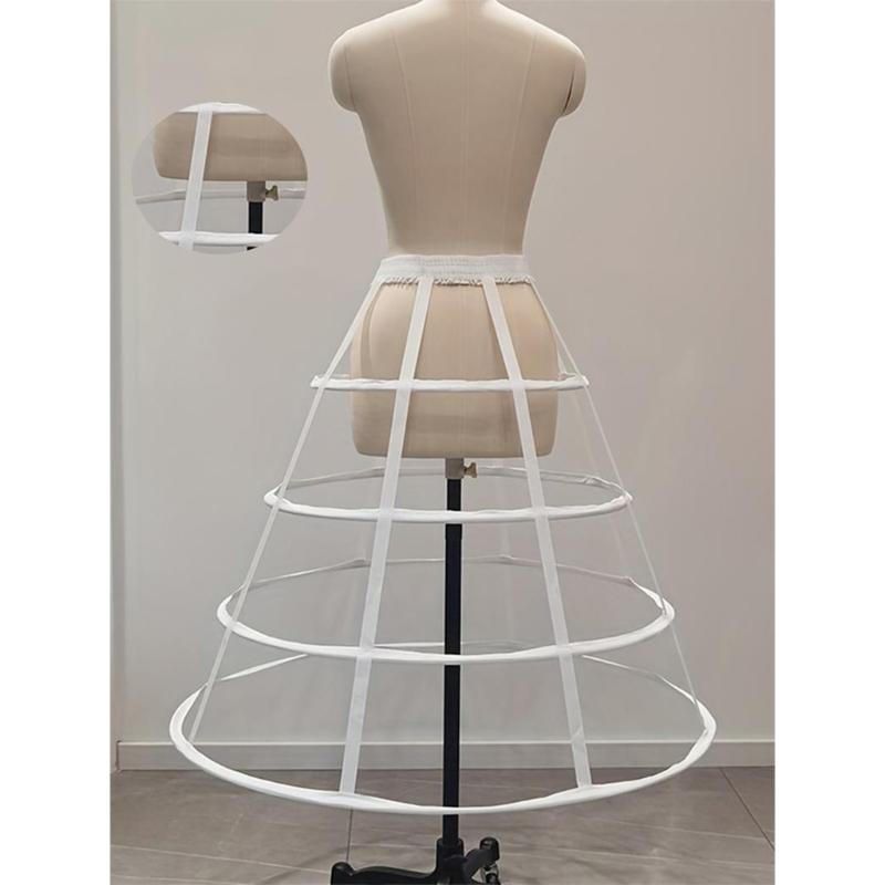 Elastic Hoopskirt Pannier Cage Crinoline Petticoat Skirt With Fishbone Design For Cosplay Wedding Formal Event Costume