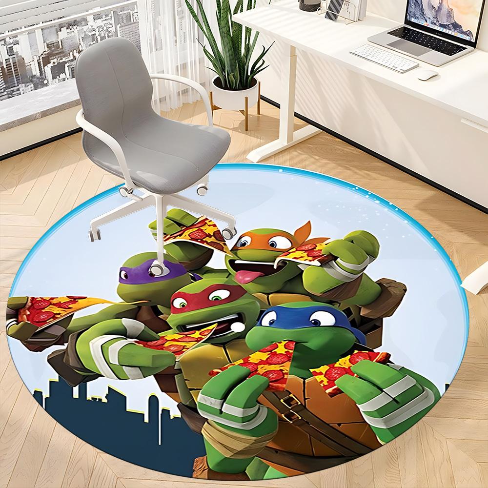 1pc PizzaTurtles Chair Carpet for Office Non Slip, Machine Washable Rug for Office, Room Holiday Decor for Christmas, Birthday Polyester