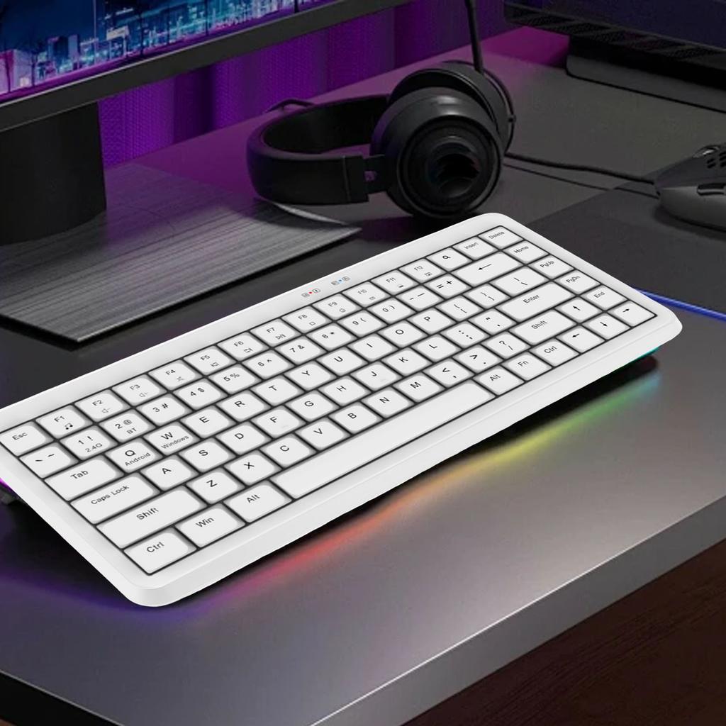 2.4G Alıcı ile Kablosuz Klavye %75 Kompakt 84 Tuş Sessiz Makas Mekanizmalı Klavye Masaüstü PC Dizüstü Bilgisayar için Sistem Desteği
