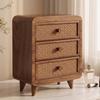 Sturdy Rattan Drawer Vanity Box | Minimalist, Walnut Finish Makeup Chest, for