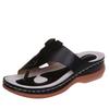 Women's Shoes with Toe Clips Large Wedge Heels Flat Beach Sandals and Slippers