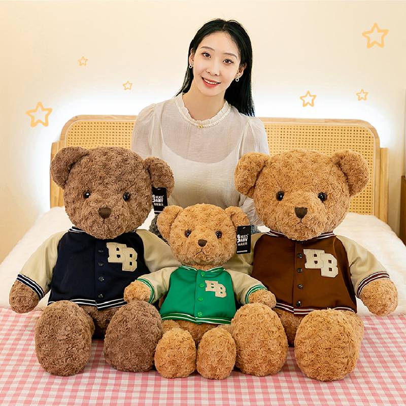 Baseball Uniform Teddy Bear Plush Toy Girl Bed Doll Warm Children Companion