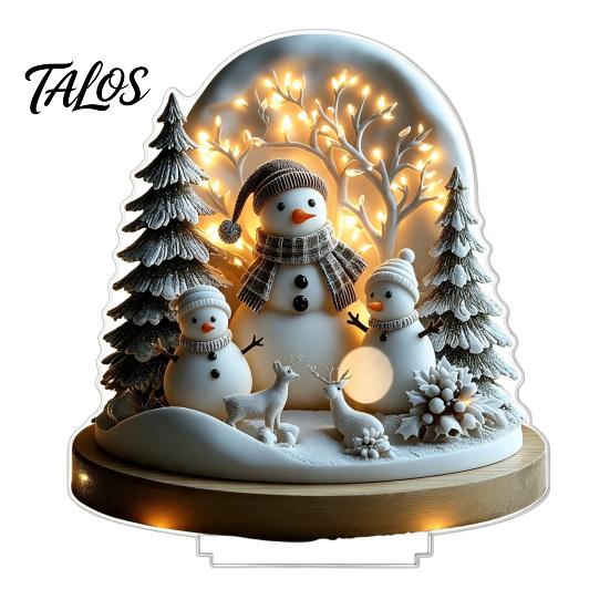 Winter Wonderland Table Decor Christmas Ornaments, Double-sided Acrylic Snowman/Santa Claus/Reindeer/Cottage Party Centerpieces Decorations