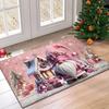 1Pc 850g/m² Charming Pink Christmas Gnome print Floor Mat Modern 4mmKitchen Rug Non-Slip Colorful Indoor Carpet, For Home