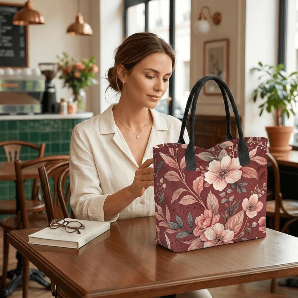 Boho Floral Printed Tote Bag Casual Large Capacity Daily Shoulder Handbag