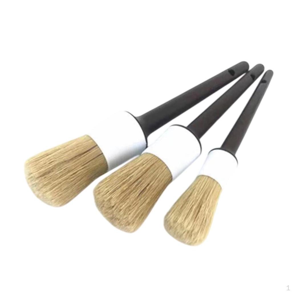 3x Car Detailing Brush Set Multipurpose Auto Automotive Cleaning Brushes for Air Vent Vehicle Wheels