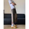 Retro Cropped Men Wide Leg Jeans Gothic Washed Loose Straight Casual Couple Shorts Sweatpants