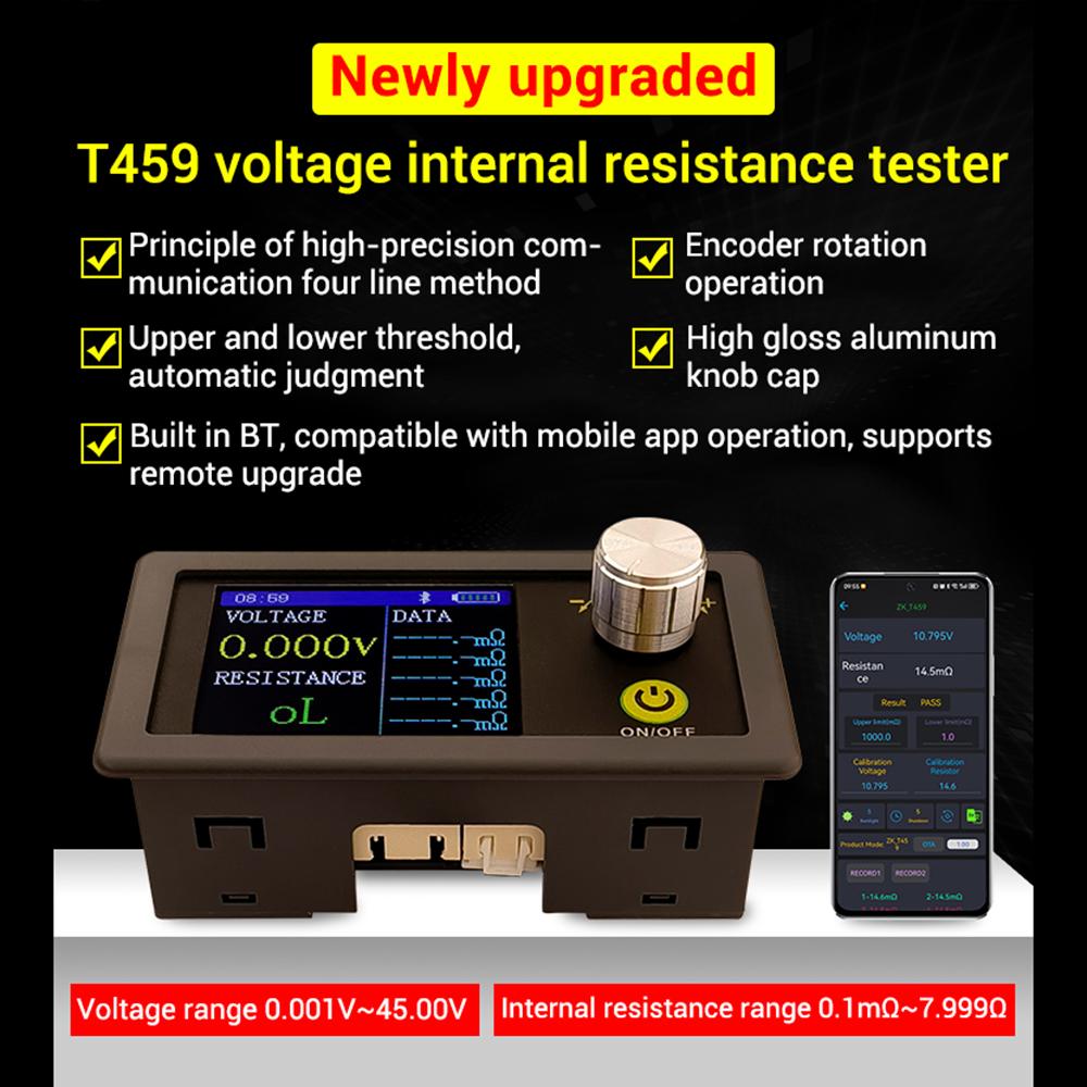 4-Zeilen T459 DC5V Hochpräziser Lithium-Batterie-Innenwiderstandsmesser Tester 18650 Trockenbatterie Innenwiderstandsdetektor