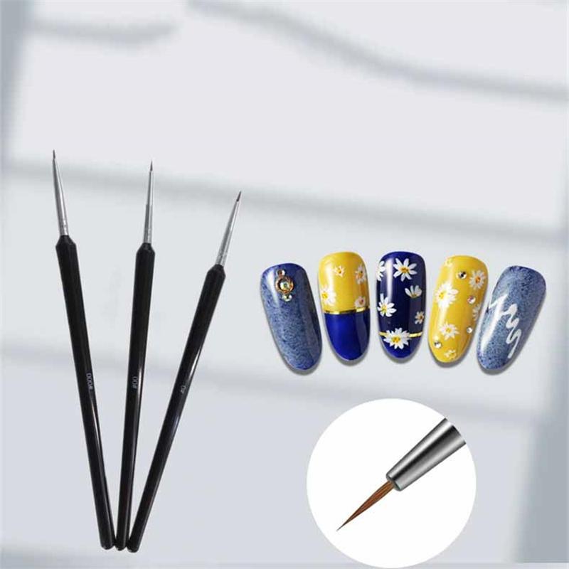 3 ks Ultra jemný detailní liner Akvarelový štětec na malování nehtů DIY Kreslení Obkreslování Manikúrní a umělecké nástroje