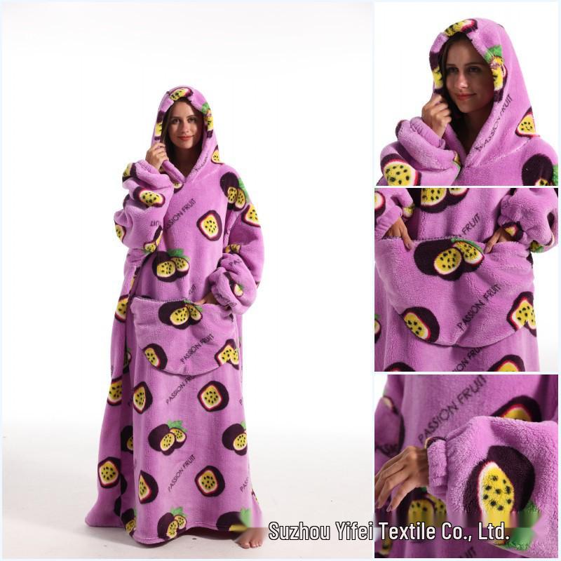 2023 Hooded Oversized Flannel Blanket Clothing for Men & Women – Extended Length for Warmth