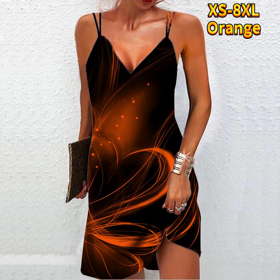 Damenmode Sexy 3D Shining Love Print Trägerloses Kleid Loses Leibchenkleid mit V-Ausschnitt