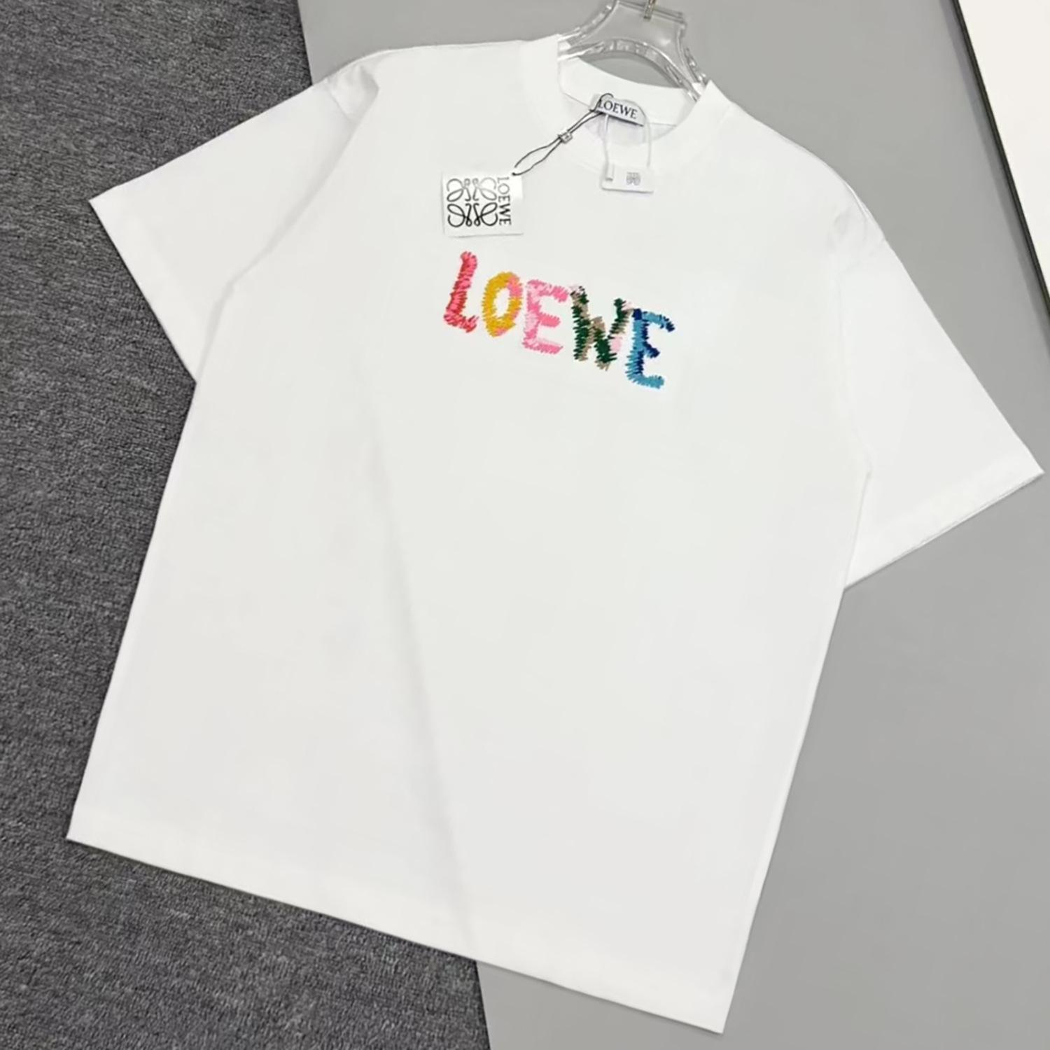 Trendy Luo Jia Unisex T-Shirt: Embroidered Short-Sleeve, Loose Fit, Pure Cotton, Couple Style. L (85-100 kg) белый