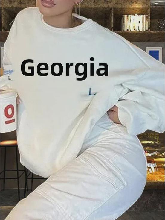 2024 Unisex Oversized Autumn/Winter Letter Print Sweatshirt with Heat Transfer Design