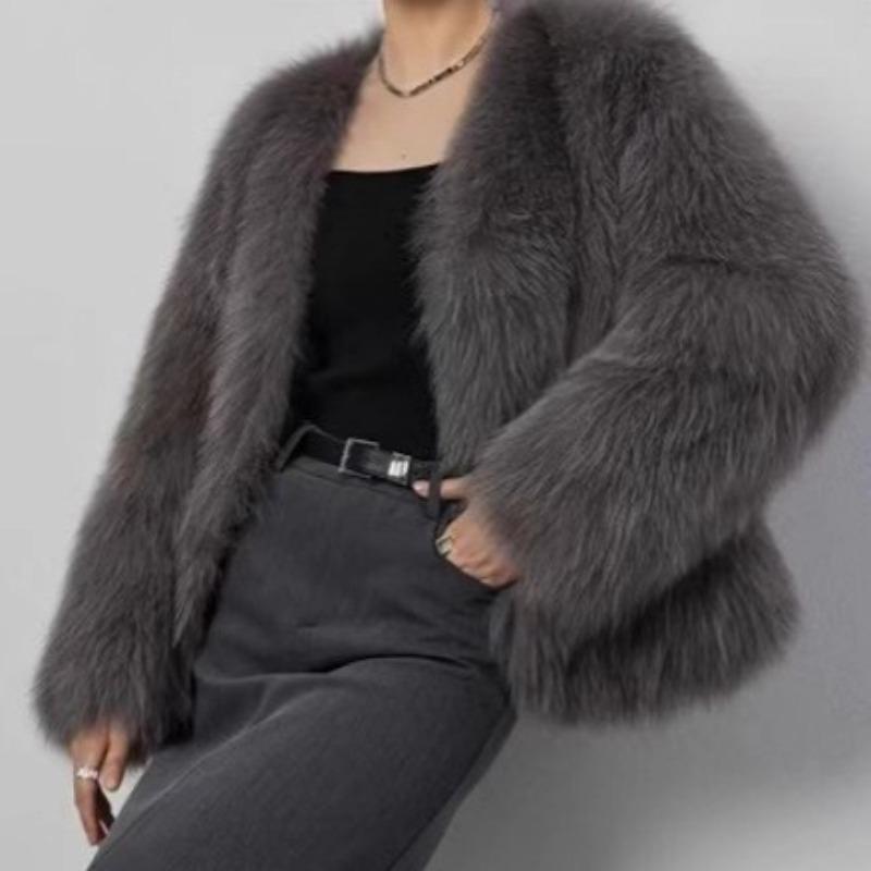 Fur Artificial Fur Fur Jacket Short Fashion Imitation Fox Fur Jacket Fluffy Plush Women's Clothing Winter